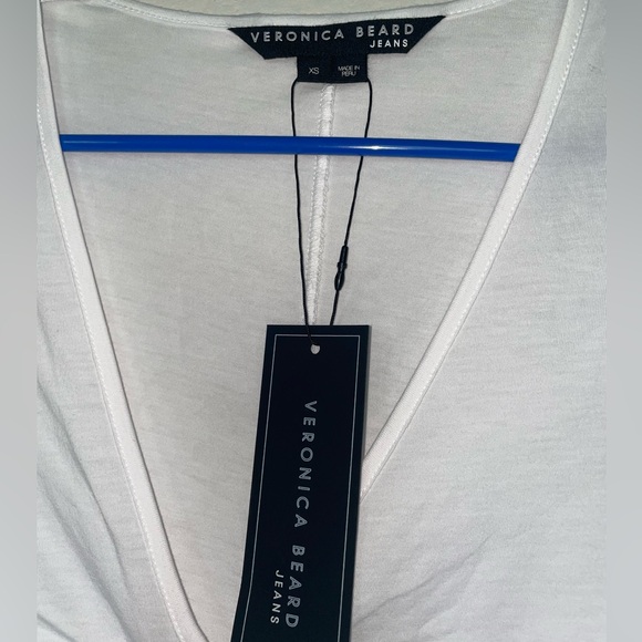 VERONICA BEARD Kerr White Ruched Drawstring T-Shirt long sleeve NWT - Picture 5 of 8